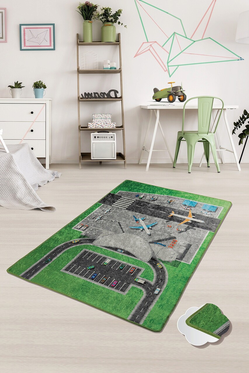 Covor pentru copii, Airport, 100x160 cm, Multicolor - imagine 6
